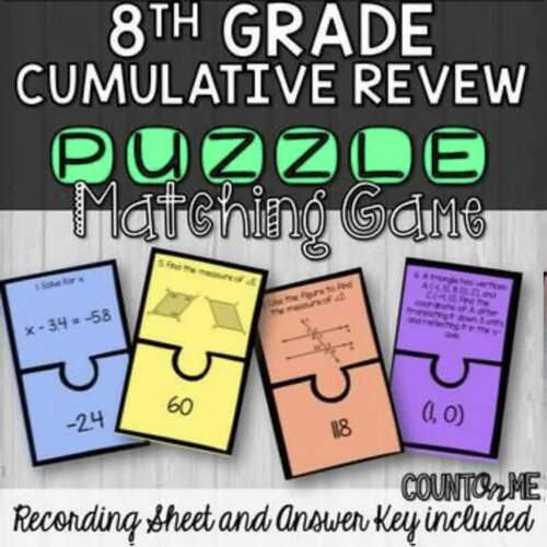Cumulative Review Matching Game by Thriving Teacher Inc | TPT