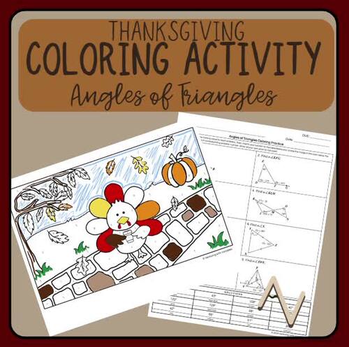 Thanksgiving Angles of Triangles Coloring Activity | Geometry Angle ...