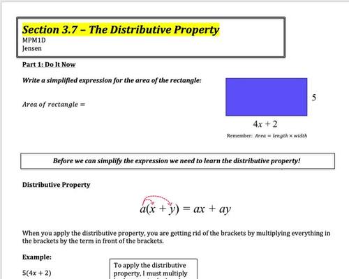 Preview of The Distributive Property
