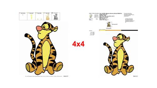 Grumpy Tigger sitting Winnie Pooh character embroidery designs ...
