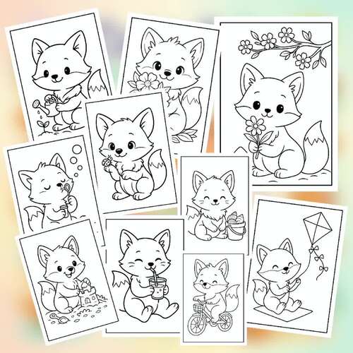 Cute Fox Spring & Summer – 40 Fun Coloring Pages for Kids! by Stellar Aan