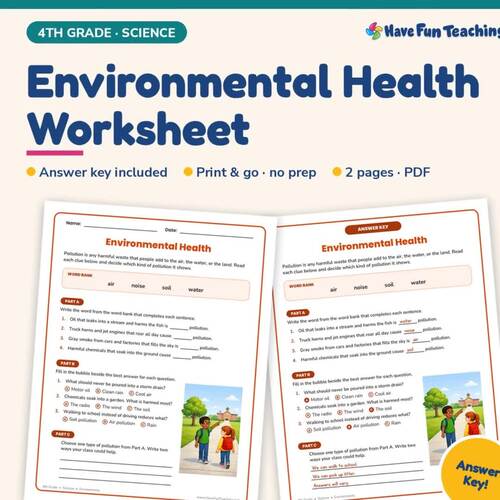 Environmental Health Worksheet | 4th Grade Research Practice with ...