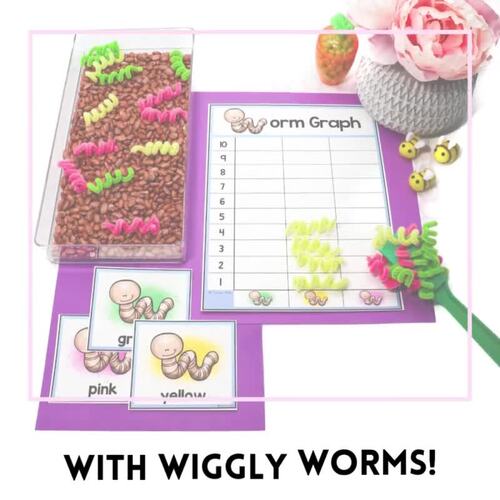 Worm Graph Math Activity - Worms Sort by Color & Spring Graphing Activity