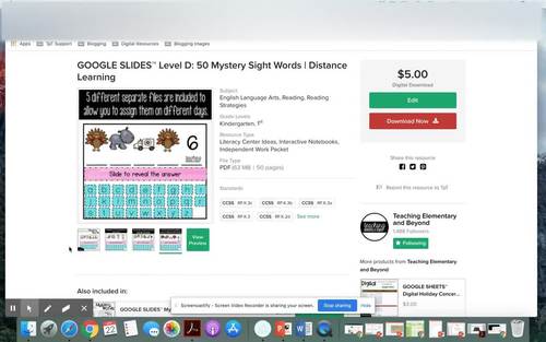 GOOGLE Classroom™ 50 Level D Mystery Sight Words for Distance Learning