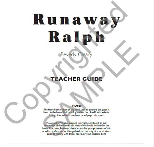 Runaway Ralph Novel Units® Teacher Guide Novel Study | TPT
