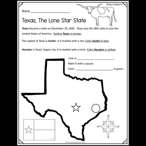 Texas Maps, Find and Color by Connecting with Social Studies | TPT