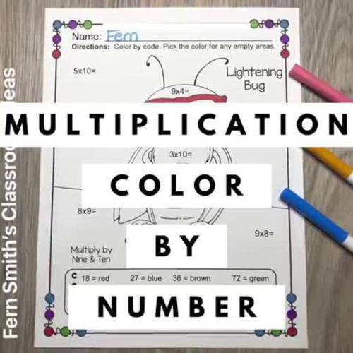 Spring Color By Number Multiplication
