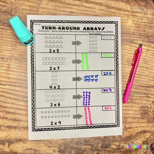 arrays worksheets by teaching second grade teachers pay