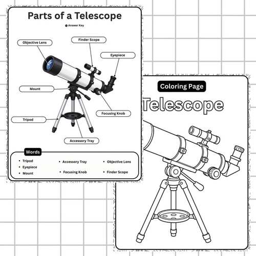 Parts of a Telescope Labeling Diagram Worksheets,Wordsearch,Coloring ...