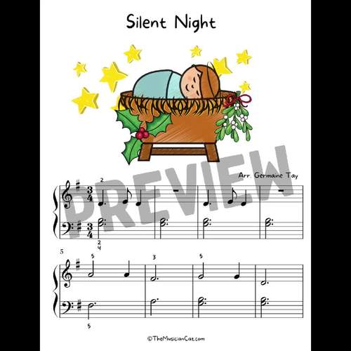 Silent Night - late beginner/elementary Christmas piano sheet music