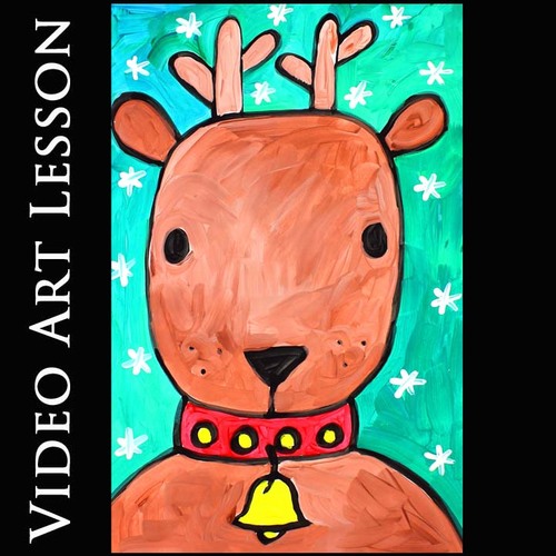 Preview of SANTA'S REINDEER Art Project | EASY CHRISTMAS Directed Drawing & Painting Lesson