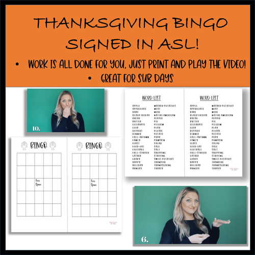 Preview of Bingo in ASL Thanksgiving Edition