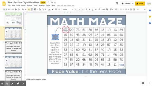 First Grade Place Value Digital Math Activity for Google Slides- Tens Place
