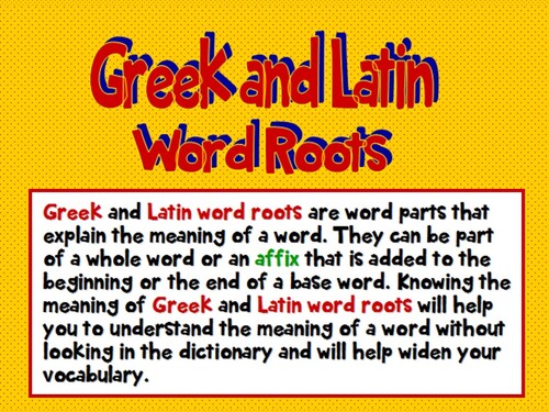 Preview of Greek and Latin Word Roots with Audio Narration Video Grades 3 - 5