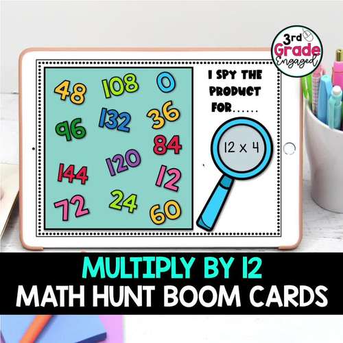 Multiply by 12 Multiplication Fact Fluency Practice Digital Math Boom Cards