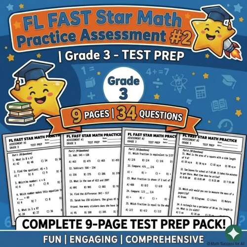 FL FAST Star Math Practice Assessment #2 | Grade 3 - Test Prep ...