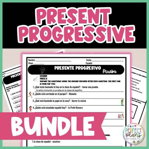 Present Progressive Spanish Bundle by Perfect Plans by Marilyn | TPT