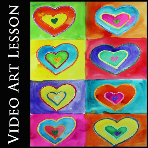 Preview of WASSILY KANDINSKY HEARTS | Mother's Day Drawing & Painting Art Project