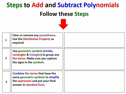 Preview of Math 1 Unit 5 Lesson 2 Adding & Subtracting Polynomials Video & Worksheet