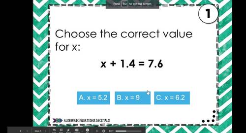 Simple One-Step Equations With Decimal Operations Print & Digital Task Cards