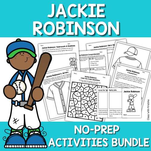 Jackie Robinson Black History Activities Reading Writing Color by Code ...