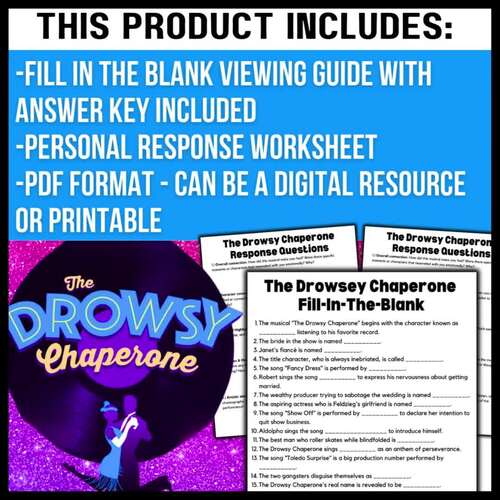 The Drowsy Chaperone: Fill In The Blank Viewing Guide & Show Response ...