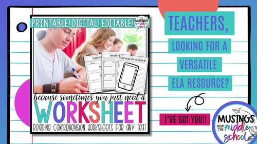Reading Comprehension Worksheets for Any Story - Digital and Printable