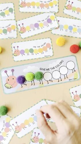 Color Matching Activity Pom Pom Sorting Game, Fine Motor Skills Color ...