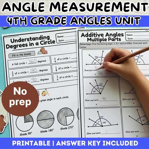 4th Grade Angles Unit – Measuring, Drawing & Additive Angles Worksheets