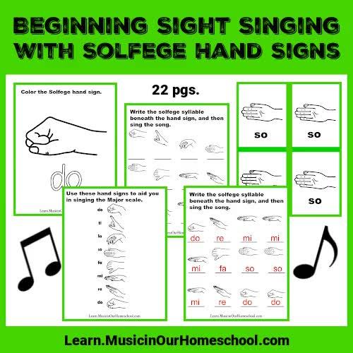 Beginning Sight Singing with Solfege Hand Signs printable set and 