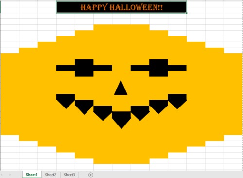 Preview of Halloween Pumpkin Art Project in Excel