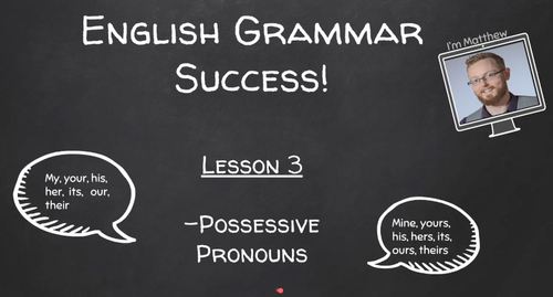 Preview of ESL Grammar Video Guide + Worksheet | Possessive Pronouns | Google Slide