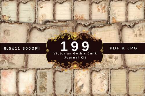 199 Victorian Gothic Junk Journal Kit | Vintage Ephemera Pages PDF ...