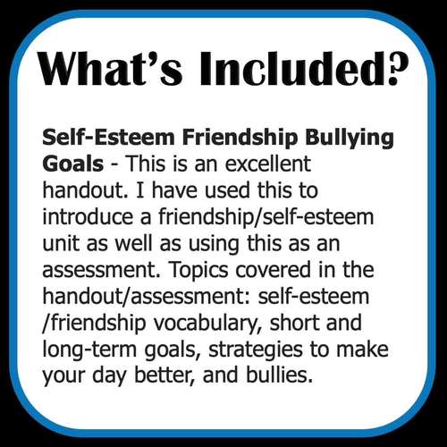 SelfEsteem & Goals Handout by All About Food and Life Skills FACS