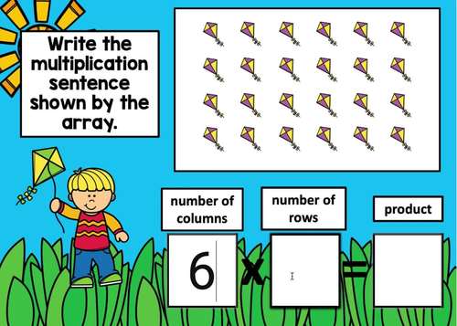 Spring Multiplication with Arrays Math Boom Cards Digital Task Cards Activity