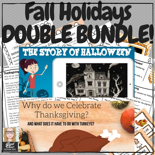 Preview of Halloween & Thanksgiving Fall Holidays DOUBLE BUNDLE