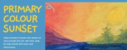 Preview of Primary Colour Sunset - Acrylic Painting Series for Beginners:  Lesson #1 of 6