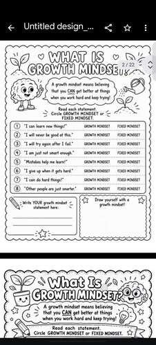 Growth Mindset SEL Activities for Positive Thinking & Resilience Worksheets