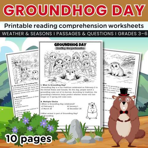 Groundhog Day Reading Comprehension Worksheets, Predict Winter or ...