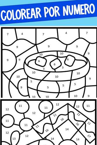 SPANISH Winter Math Coloring Pages - Color by Number Code Sheets