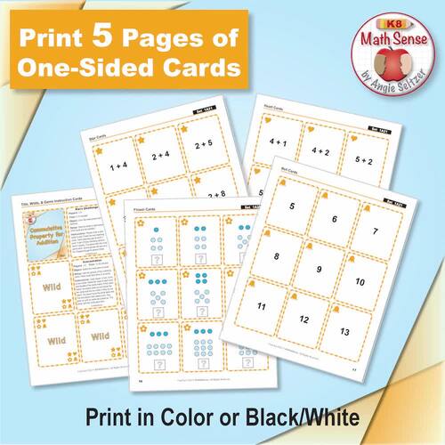 Commutative Property Addition: 1st Grade PDF Card Games & PPT Google Slides 1A21