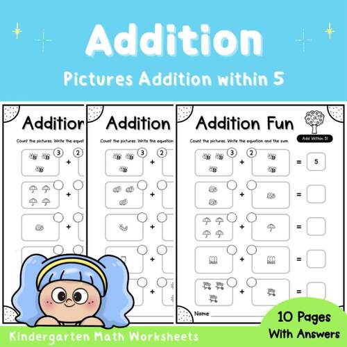 Spring Addition Within 5 | Picture Addition | Count, Write & Add