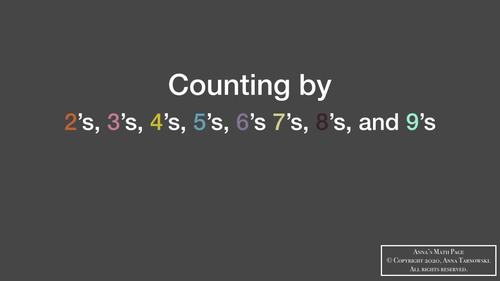 Preview of Skip Counting by 2's, 3's, 4's, 5's, 6's, 7's, 8's, and 9's