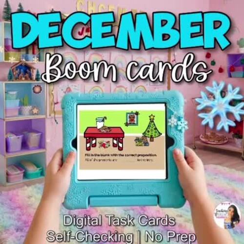 December Holiday Prepositions Boom Cards | Digital Task Cards | No Prep