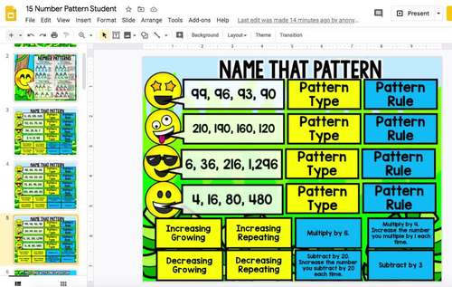 4th Grade Number Patterns & Input / Output Tables 4.OA.5 Google Classroom