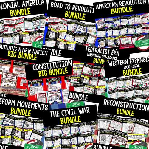 AMERICAN HISTORY MEGA BUNDLE COLONIALISM RECONSTRUCTION By Learned 