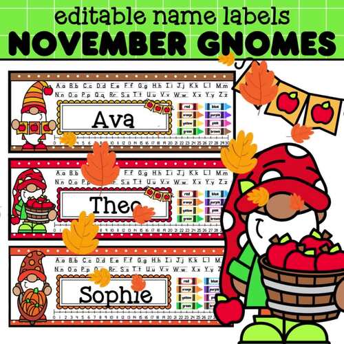 Editable Gnome Name Tags and Labels by Calm Learning Spaces Co | TPT