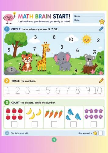 ADHD Math Worksheets & Activity Cards | Grade 1–4 | Neurodivergent Friendly