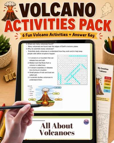 Volcano Activities Pack for Kids | Earth Science Volcano Worksheets