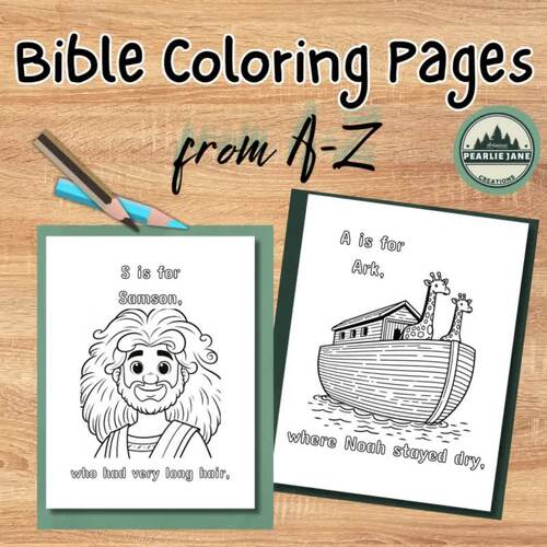 Bible Alphabet Coloring Pages from AZ by Pearlie Janes Creations